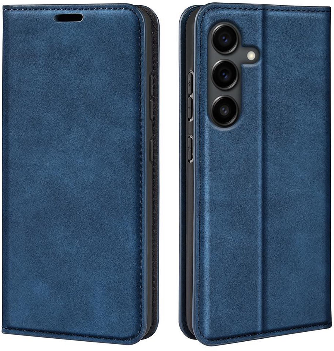 Mobigear Telefoonhoesje geschikt voor Samsung Galaxy S25 FE Hoesje | Mobigear Retro Slim Bookcase Portemonnee | Pasjeshouder voor 3 Pasjes | Telefoonhoesje voor Pinpas / OV Kaart / Rijbewijs - Donkerblauw