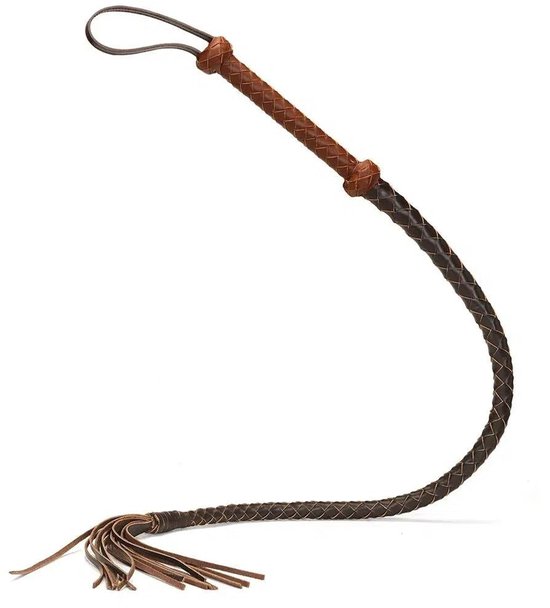 Fouet Taureau En Cuir Marron – 6 Pieds – Accessoire Western Ou Dressage