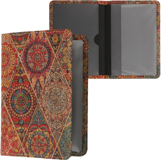 Housse kwmobile pour certificat d'immatriculation et permis de conduire - Chemise en liège pour papiers de voiture - Pratique pour la boîte à gants - Dans un motif coloré