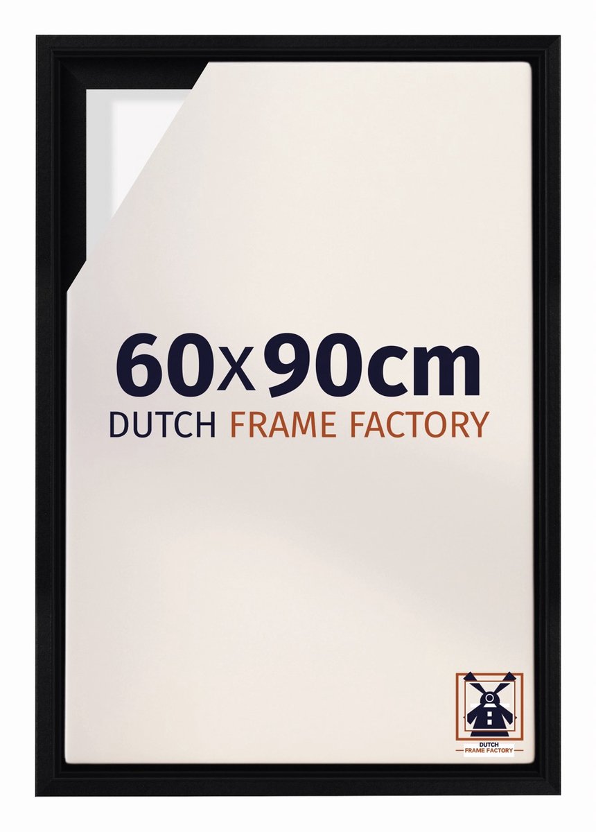 Baklijst 60x90 cm - Zwart Mat - Geschikt voor Canvasdoek - MDF Baklijst Lausanne