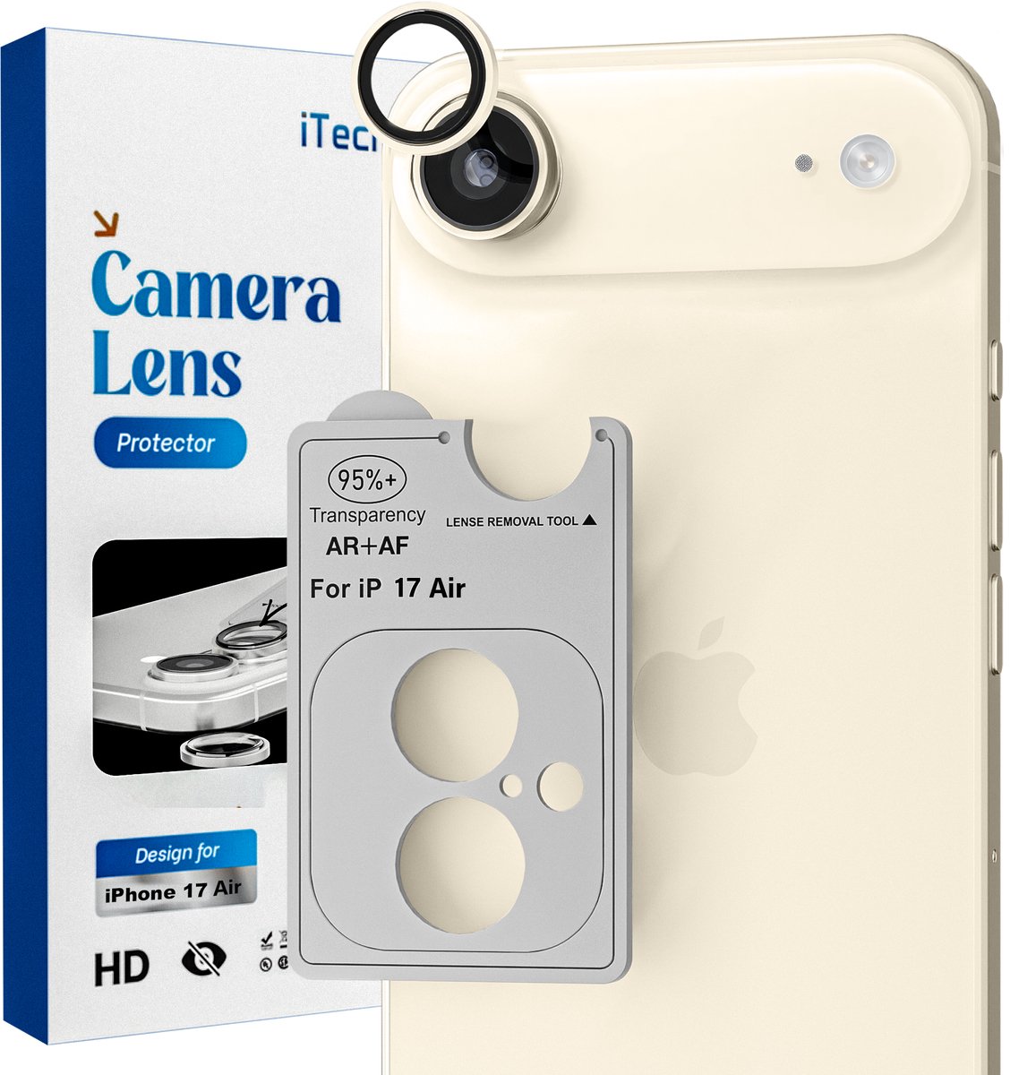 REOVO Camera Protector – Geschikt voor iPhone AIR - 0.05mm Slim Fit – Goud -Titanium Frame – Anti-Kras & Schokbestendig