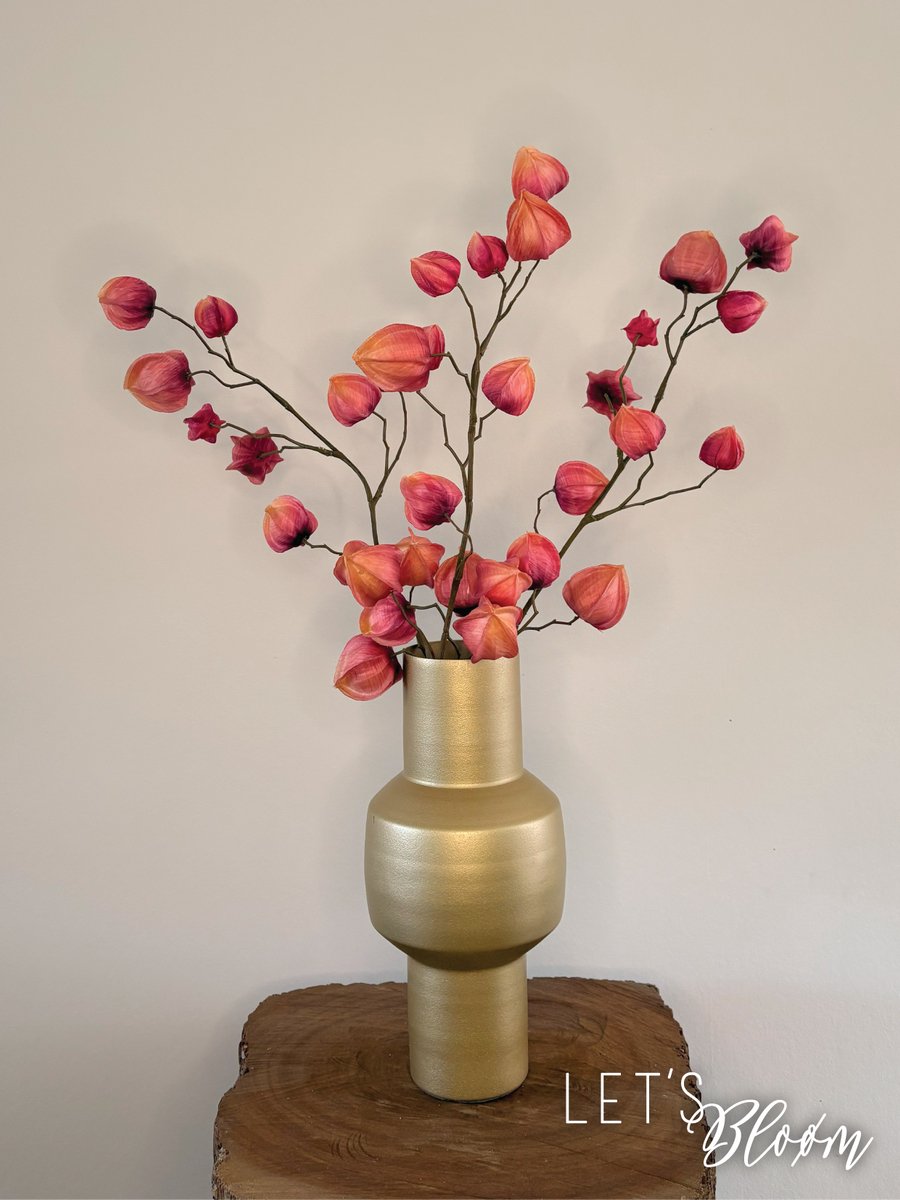 Let's Bloøm | Kunsttak Physalis Roze | 3 stuks | Zijden Lampion Bloem | Herfst | Zijde bloem | Kunstbloemen | Kunsttakken |
