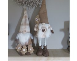Set de 2 nains de Noël – Décoration de Noël scandinave – Pieds extensibles jusqu’à 65 cm – Figurines de Noël