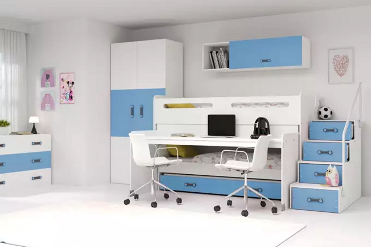 BMS Triple - Bed - 80x200 cm - Jongens - Blauw