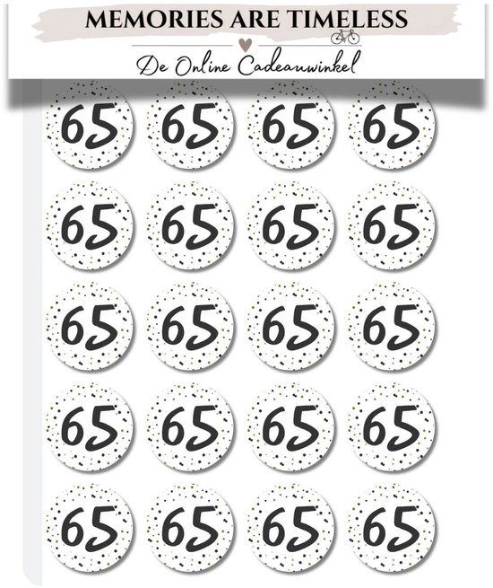20x Stickers 65 Jaar | Verjaardag Pensioen en Jubileum | Feestelijk ...