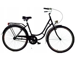 Dallas Bike Damesfiets - Zwart Retro Stadsfiets - 28 inch - Staal Frame 18