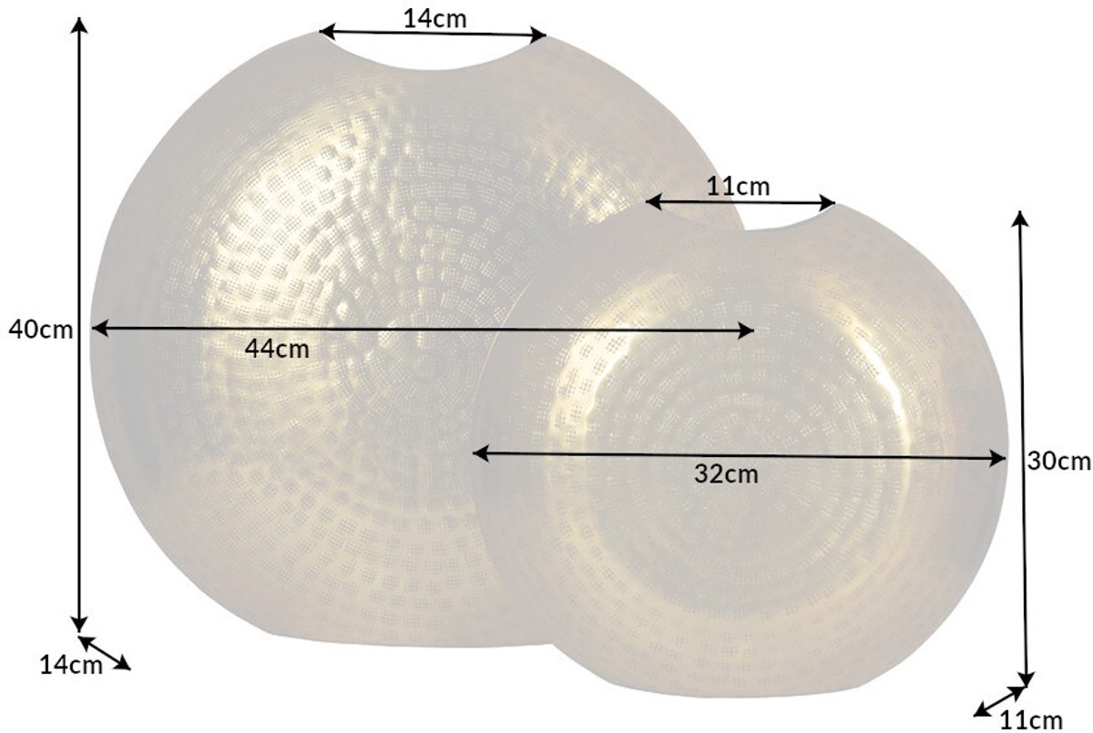 Elegante vazen set van 2 ORIENTAL 44cm goud in hamerslagpatroon - 41543