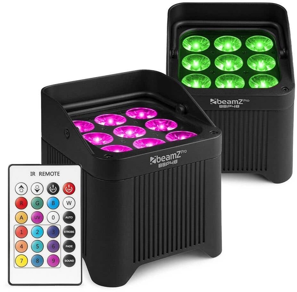 BeamZ Professional BBP48 accu uplight set van 2 stuks - IP65 waterdicht - Met RGBAW-UV LED’s