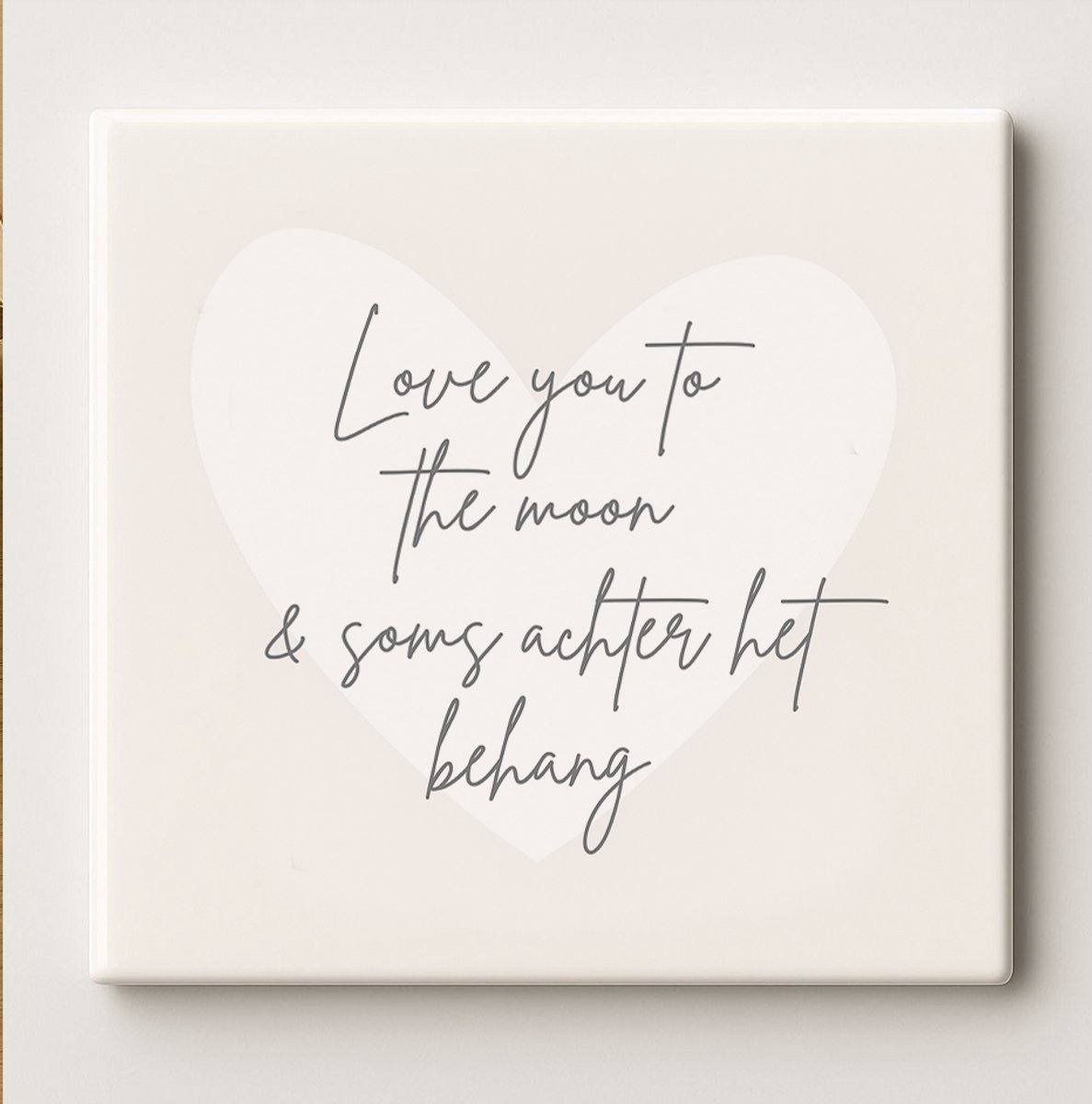 Nevolis Love You to the Moon Tegel 15x15cm – Romantische Citaat Keramische Wandtegel, Grappig en Lief Cadeau voor Partner of Woondecoratie Multi Color