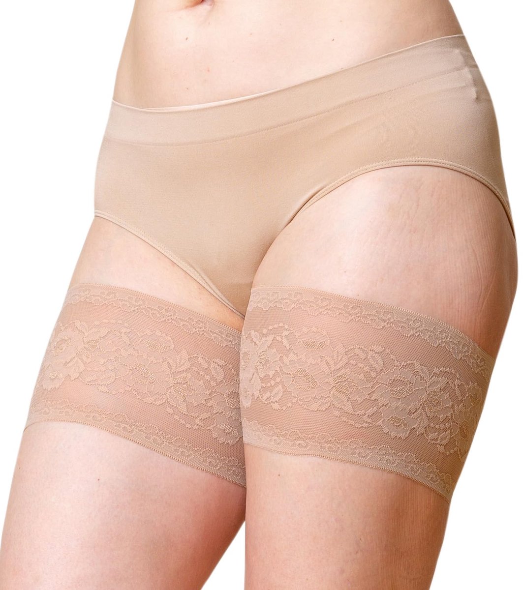 Bandelettes Original bovenbeenbanden – anti-schuur & antislip – Maat F 78–82 cm – Peony beige