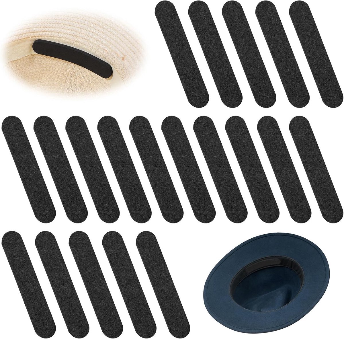 20 stuks - Hoedmaatversteller - Hoedmaattape - Zelfklevende hoedenversteller - Maakt de hoedenmaat kleiner - Eenvoudig te gebruiken - Voor hoeden voor mannen en vrouwen - Zwart