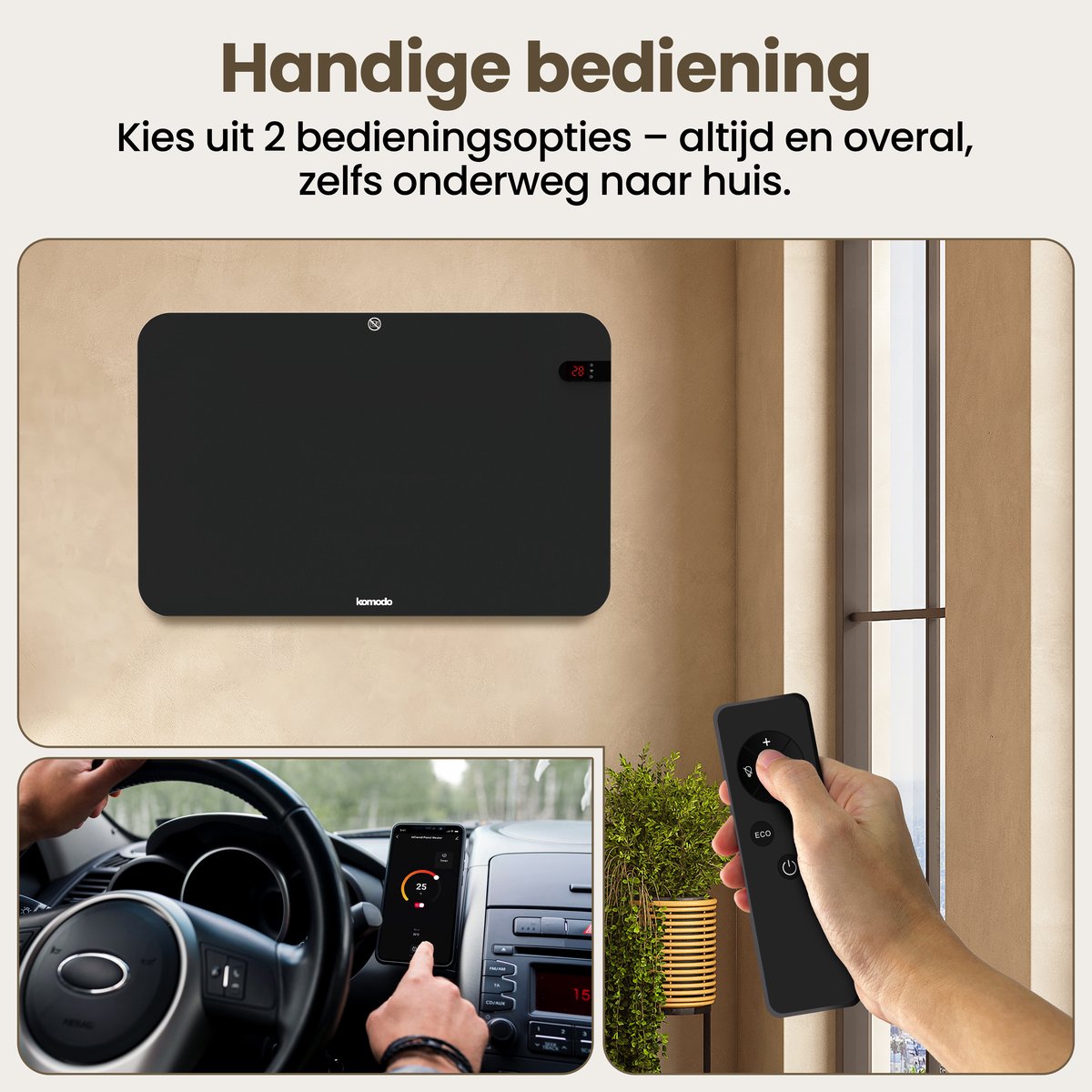 Komodo Infrarood Verwarmingspaneel - 450W - 72,5 x 45 cm - Verplaatsbaar & Hangend - Thermostaat - LED Display & WiFi App - Infrarood Verwarming, Elektrische Kachel, Paneel - Voor 15m2 – foto 7