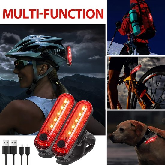 2-pack superheldere USB oplaadbare LED-achterlichten Geschikt Geschikt voor fietshelm, rugzak, veiligheidswaarschuwing, 4 verlichtingsmodi — afbeelding 3