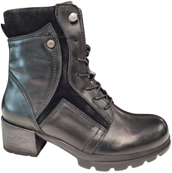 Wolky Zwarte Leren Veterboots Dames Zwart 36 bol