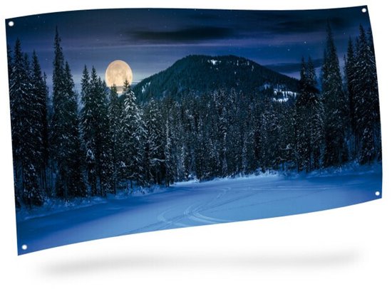 My Village | Achtergronddoek berglandschap nacht | 150x75cm