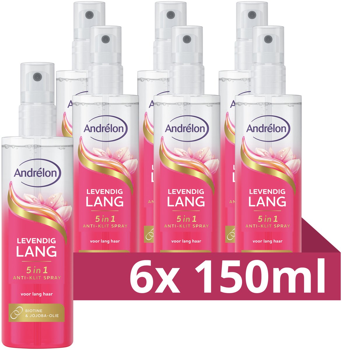 Andrélon- Anti-Klit Spray - Levendig Lang -5-in-1 - 6 x 150 ml