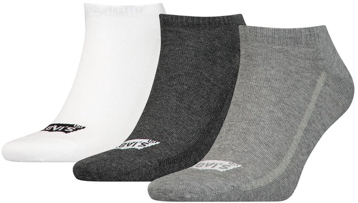 Levi’s Heren Sneakersokken Low Cut Batwing Logo 3-Pack Combo Grijs