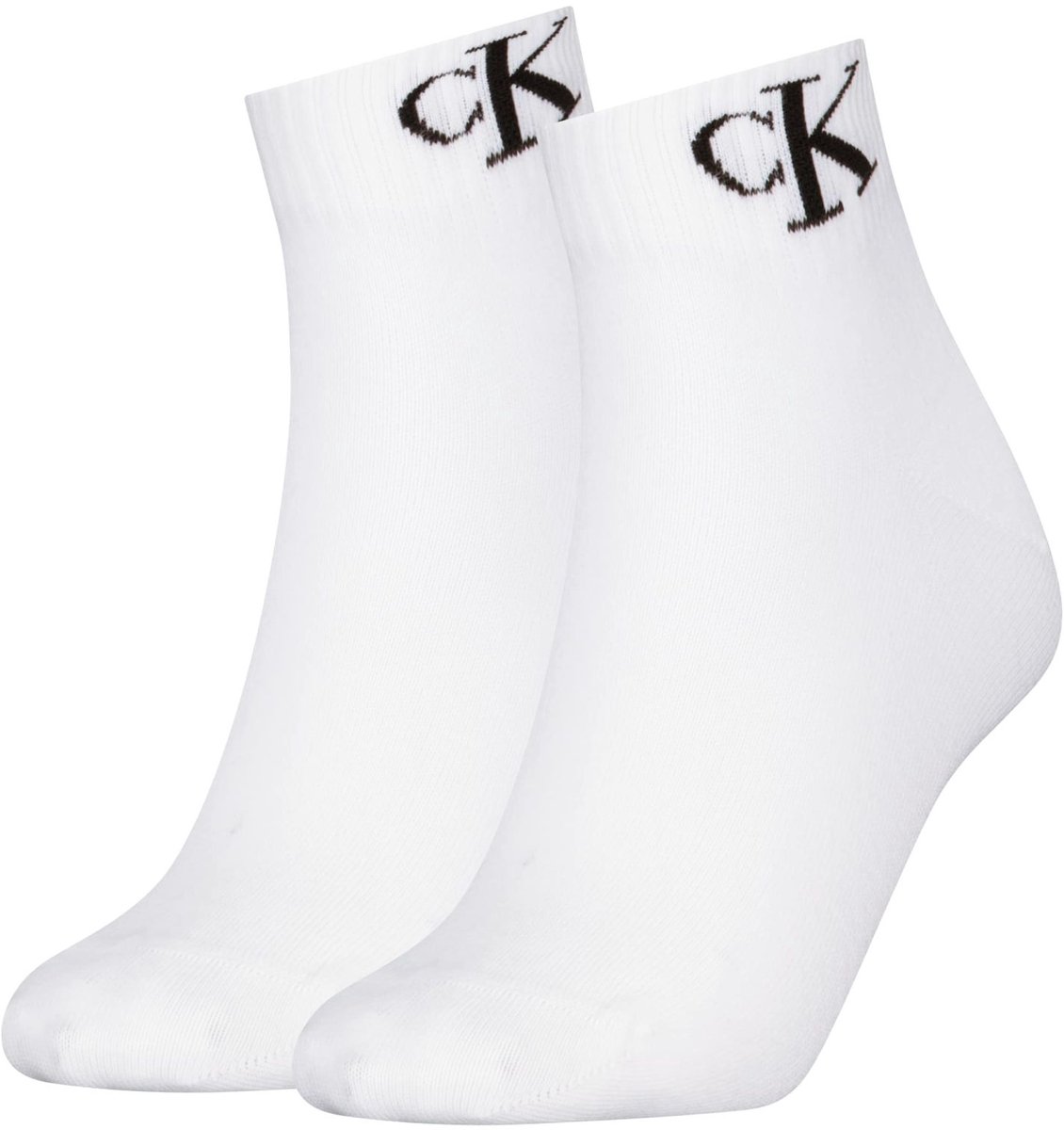Calvin Klein 2-paar Quarter dames sokken Logo monogram Wit