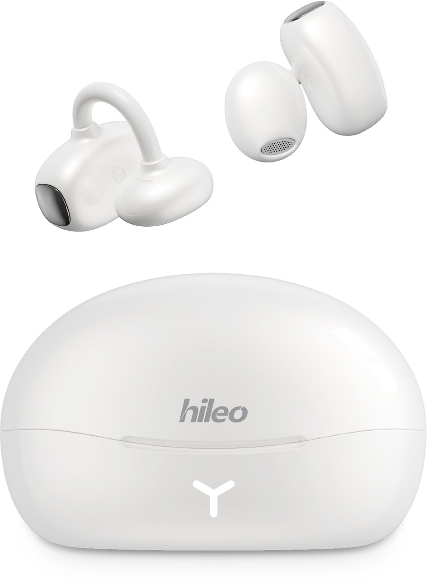 hileo hi85 - Draadloze Oordopjes met Oplaadcase – Wit - Ear clip Air Conduction - Sport - Open-Ear - Bluetooth V6.0 – Draadloze oortjes – Geschikt voor IOS/Android - HD audio