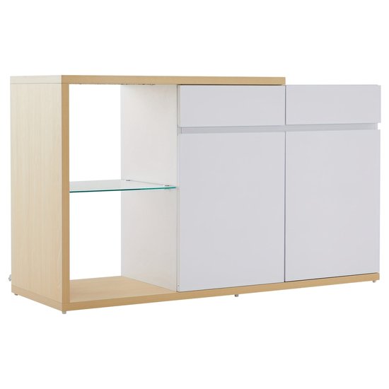 Modern Minimalistisch Dressoir 120 Cm Met 4 Deuren, Metalen Frame En Verstelbare Planken Blauw En Goud