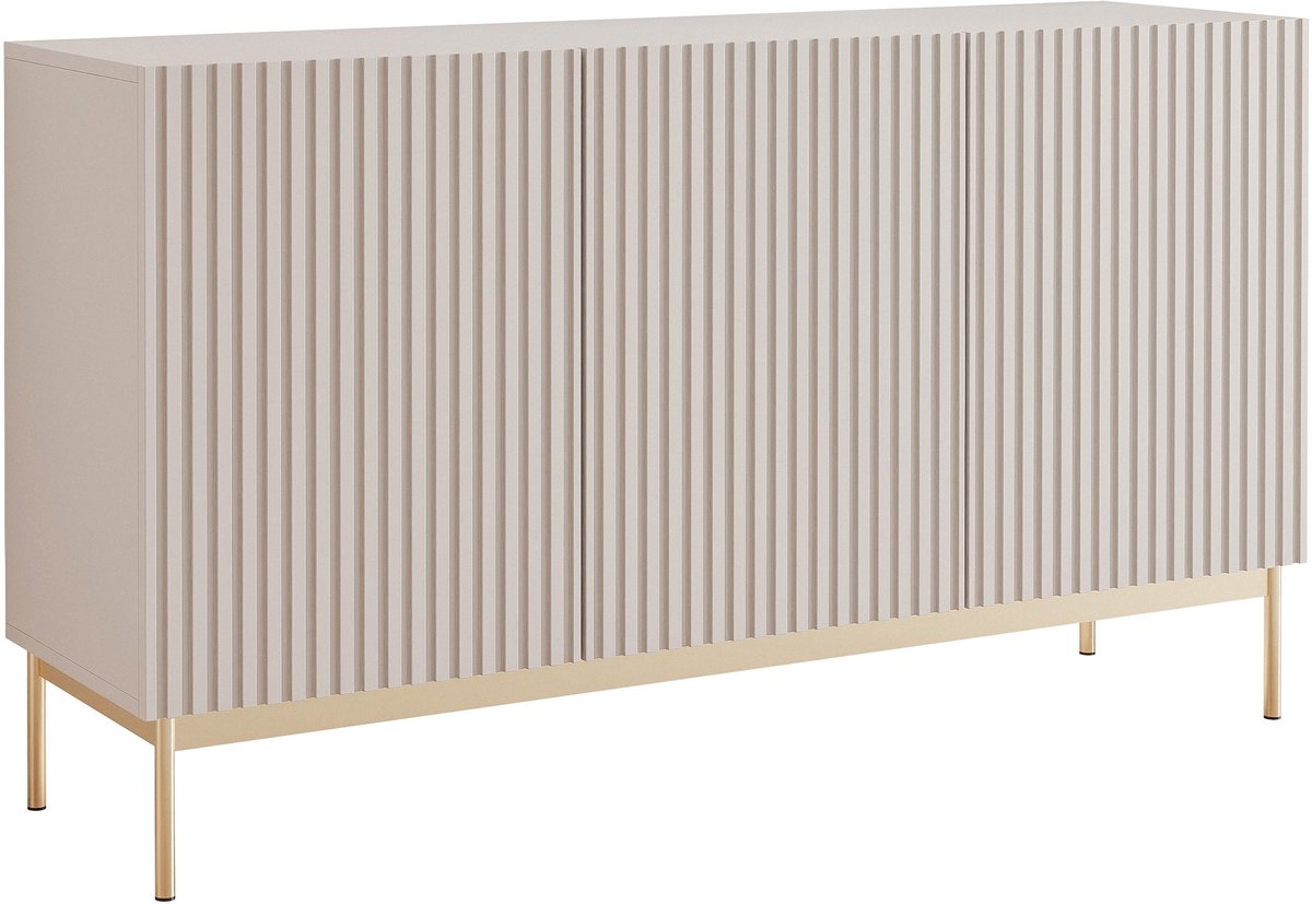 Selsey Linearis - Dressoir met 3 deuren en LED, kasjmiergrijs 138 cm Kasjmier grijs