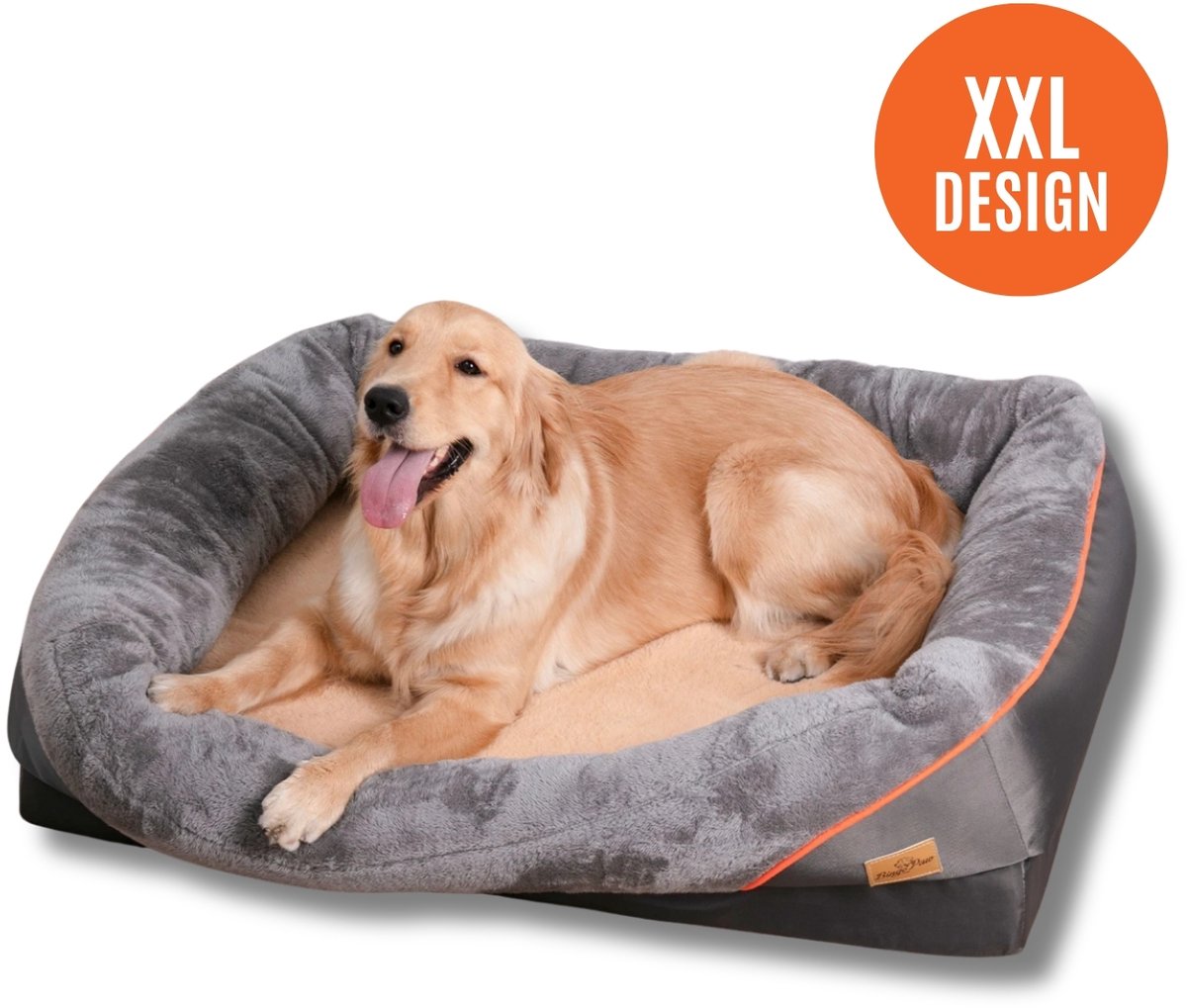 Fubzz Luxe Orthopedisch Hondenkussen - Memory Foam Hondenbed - XXL Hondenmand - Verwijderbare Wasbare Hoes - 120x84x25cm - Grijs