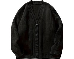 Livano Cardigan Heren - Vest - Knopen - Warm - Gebreid Vest - Zwart - M