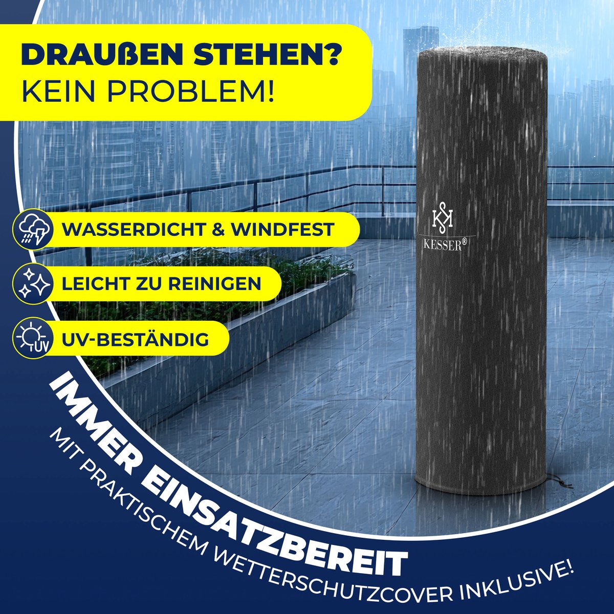 KESSER Terrasverwarmer Gas 10 kW - Mobiele Gaskachel RVS voor Terras en Tuin, Incl. Beschermhoes - Antraciet – foto 5