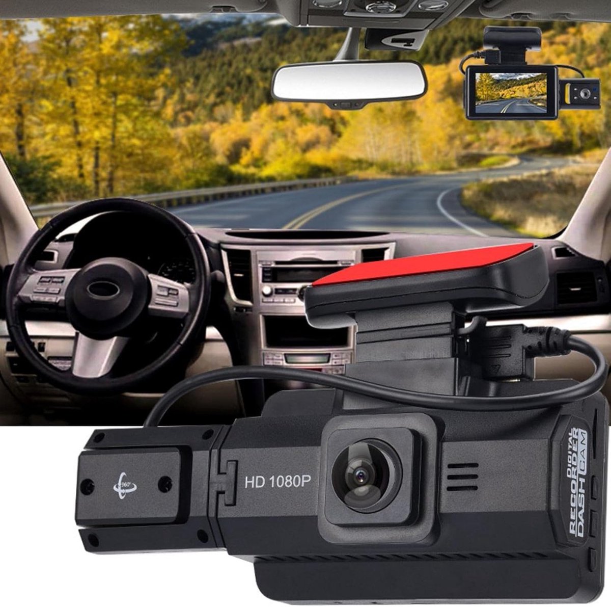 Dashcam-autocamera, voor- en achtercamera, 3 inch verborgen dashcam, 1080P HD-camera met dubbele lens voor auto-DVR, dashcam, opname – foto 3