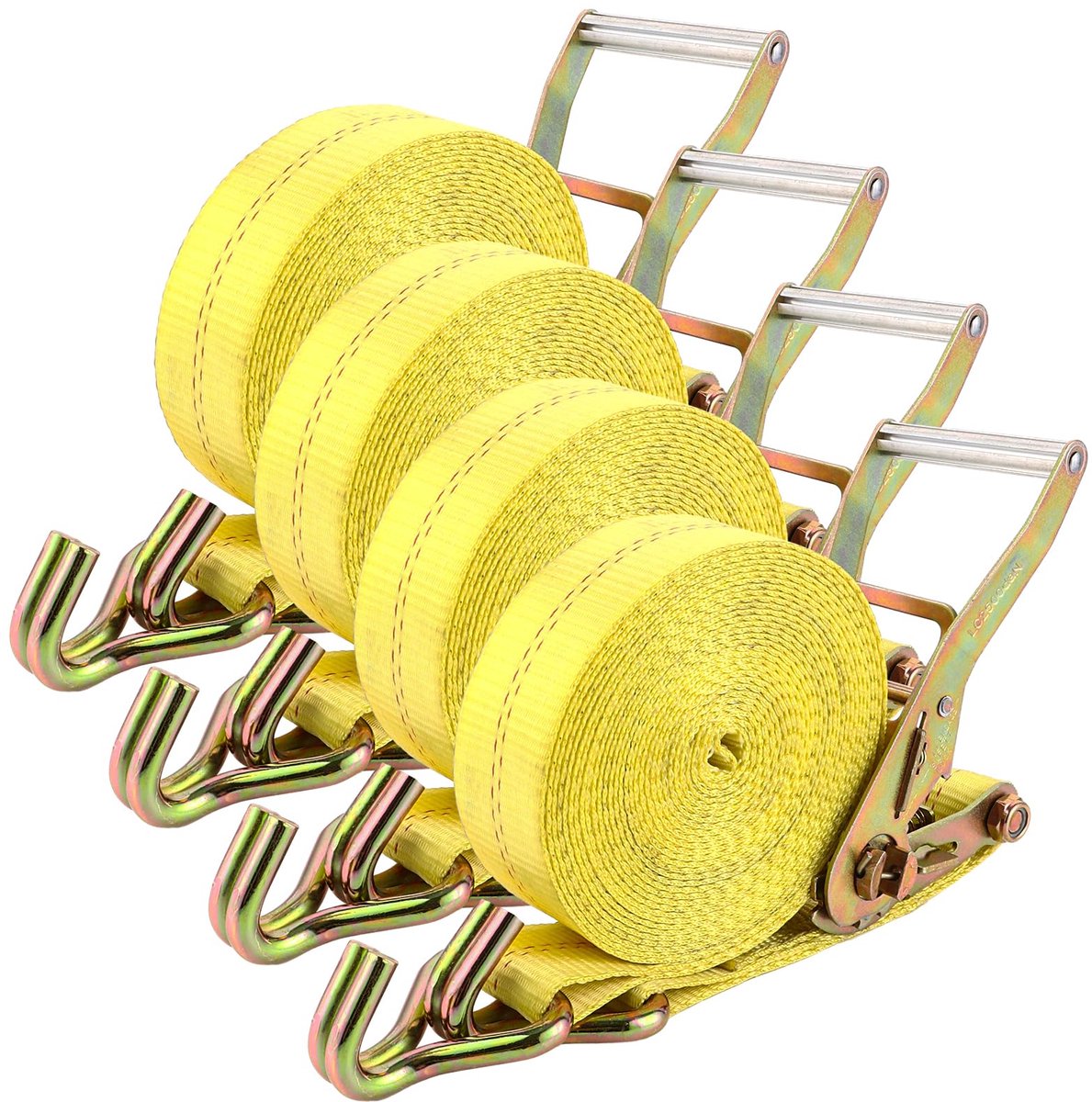 Ratel Spanbanden - Heavy Duty met Haken - 5000 kg Draagvermogen - Voor Ladingzekering & Motorfietsen - 4 Stuks 50 mm x 8,5 m