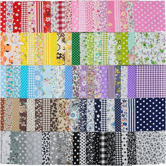Creativeally Lot de 100 Tissus carrés en Tissus 10 x 10 DIY