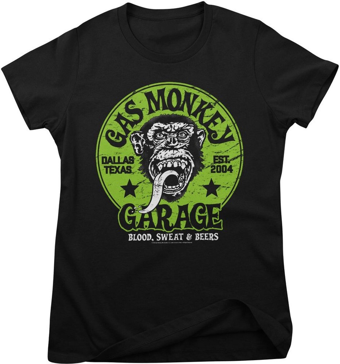 Gas Monkey Garage T-shirt Green Logo Girly Tee GMG-5-GMG006-H96-6