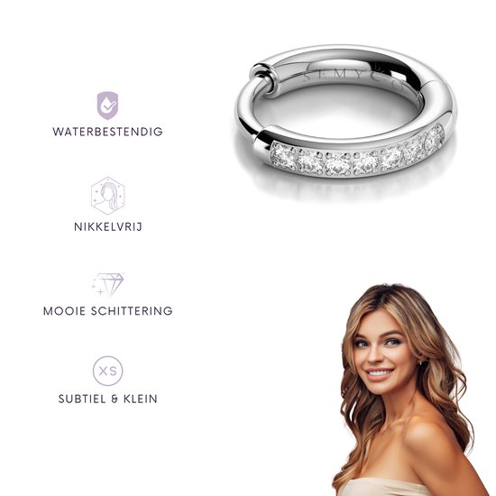 Semyco® Boucles d'oreilles en argent femme Nova - Boucles d'oreilles Or blanc 14 carats PVD - Zircone Earcandy 12 mm - Boucles d'oreilles coquelicot Fille - Cadeau pour petite amie - Klein taille