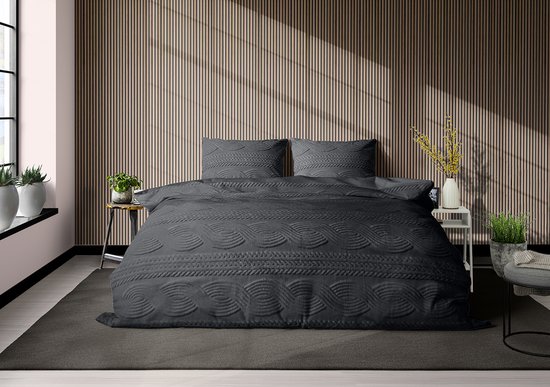 Eleganzzz Dekbedovertrek Jacquard Teddy Pluche - Dark Grey - Jacquard Teddy Dekbedovertrek - Dekbedovertrek 200x200/220cm - Tweepersoons dekbedovertrekken - 200x220cm - Teddy Dekbedovertrek - Fluffy Dekbedovertrek van Merkloos — afbeelding 4