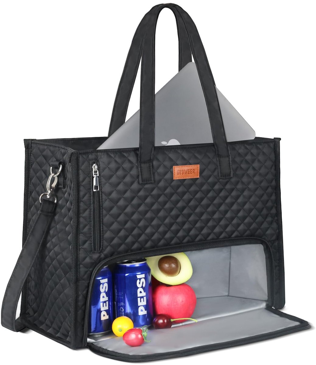 2-in-1 Lunchtas & Handtas voor Dames - Met Geïsoleerd Koelvak & Laptopvak - Voor Werk & Kantoor - 15,6 inch
