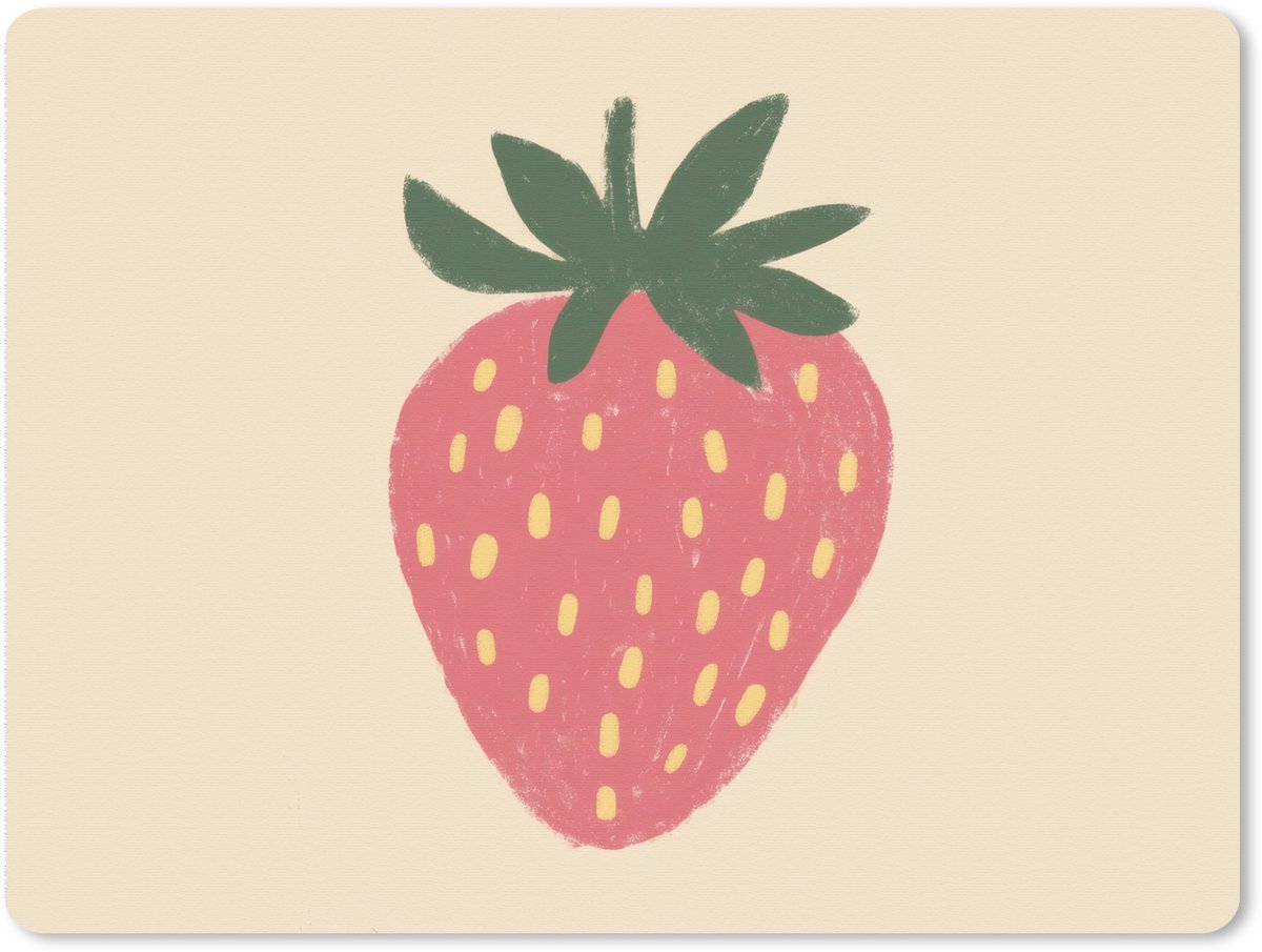 Muismat XXL 80x60 cm - Bureau onderlegger - Bureau mat Aardbei - Minimalistisch - Rood - Fruit - Bureaumat - Gaming mousepad xl - Bureaulegger groot - Computer deskmat