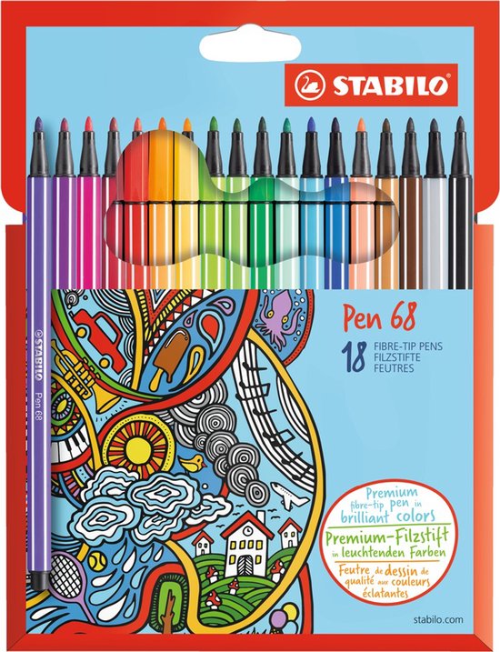 STABILO Pen 68 Stylos feutre - Boîte 10 pcs