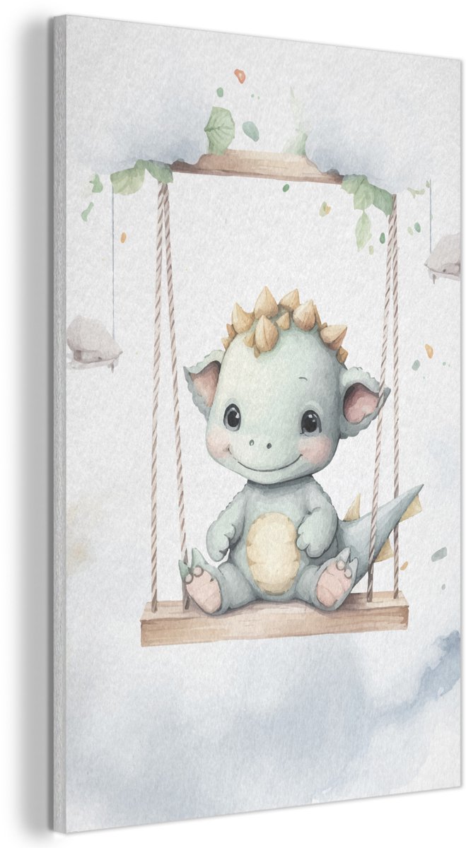 Akoestisch wandpaneel 60x90 cm - Vilt schilderij Draak - Baby dier - Kinderen - Akoestische panelen - Geluidsdempende wanddecoratie - Geluidsisolatie woonkamer - Muurdecoratie geluidspanelen