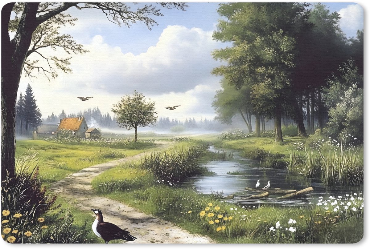 Muismat 27x18 cm - Mousepad Zandpad - Groen landschap - Water - Muismatten