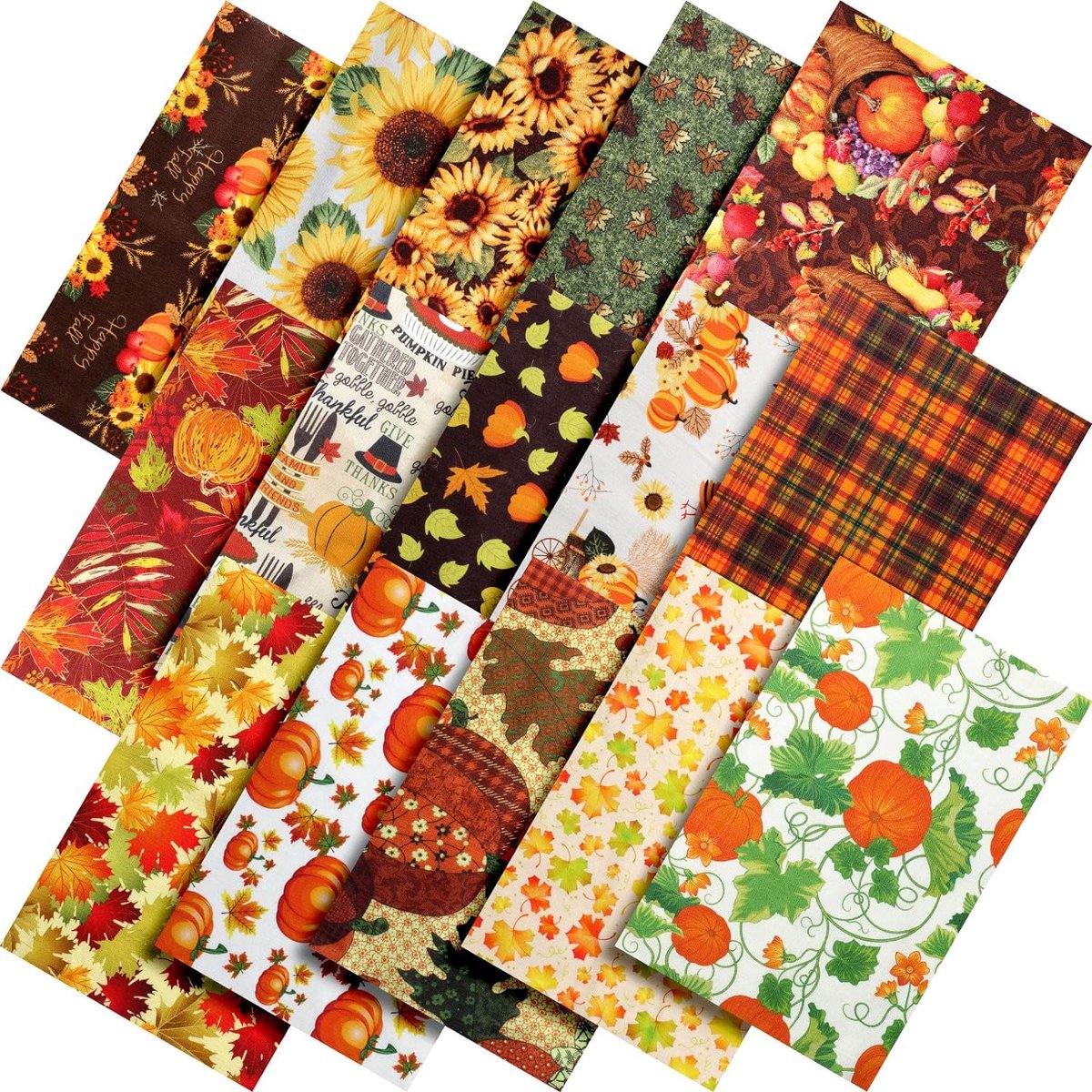 Creatorally Polyester Quiltstoffen Pakket - 70 stuks - 25x25cm - Herfst Pompoen Zonnebloem Vierkante Patchwork - Polyester Stoffen - Naaien DIY - Bedding - quilt - patchwork