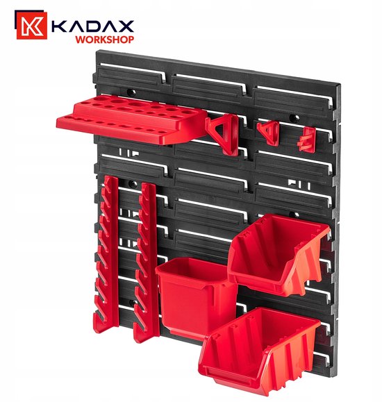 Caisse empilable d'atelier KADAX, caisse empilable en plastique PP, boîte de rangement de différentes tailles, boîtes de rangement pour murs d'outils, boîte de rangement, boîte de tri (rouge, 50 pièces, 230 x 160 mm)