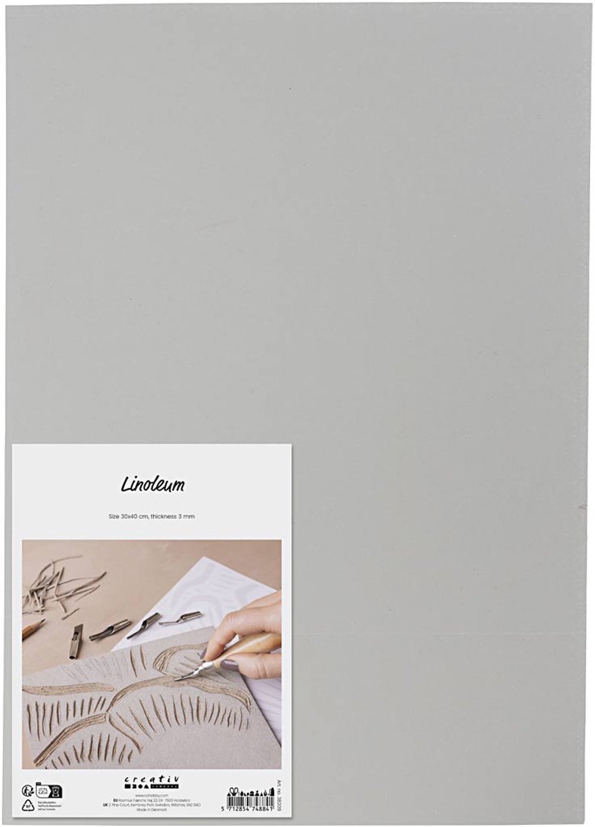CC Linoleumplaat Rubber 30 x 40cm Lichtgrijs