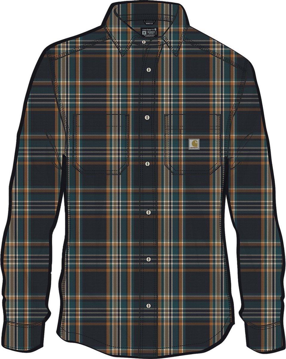 Carhartt Flannel Long-Sleeve Plaid Shirt 107010 -XL Zwart