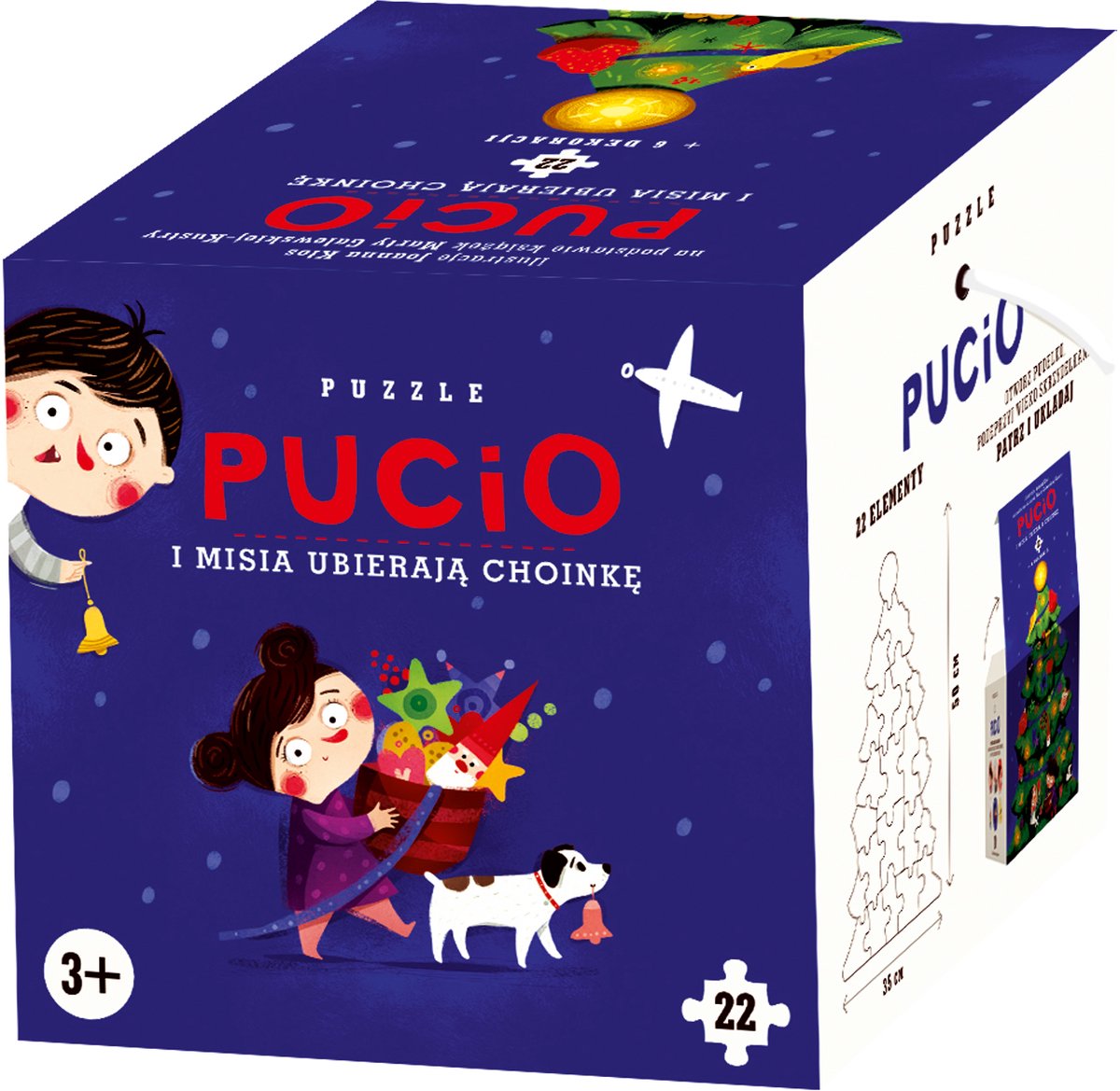 Pucio i Misia ubierają choinkę