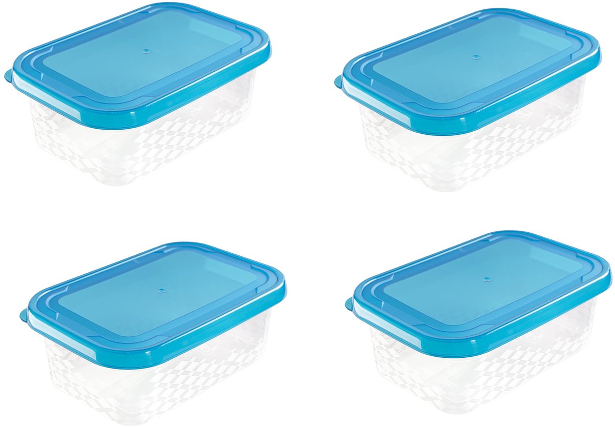 Ibenzoa® Vierdelige set vershoudbakjes van kunststof voor koelkast en vriezer