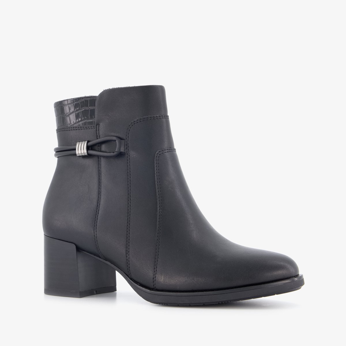 Softline dames enkellaarsjes met H leest zwart - Maat 39 - Uitneembare zool