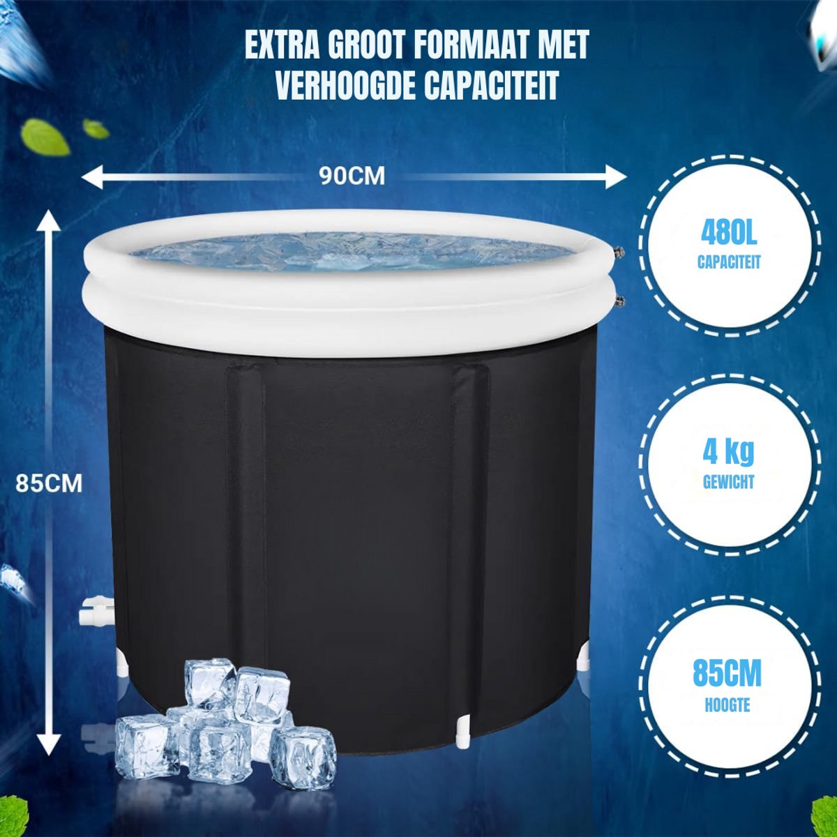 SCH Jacuzzi Opblaasbaar - Jacuzzi - Zwart - 90cm x 25cm x - afbeelding 2