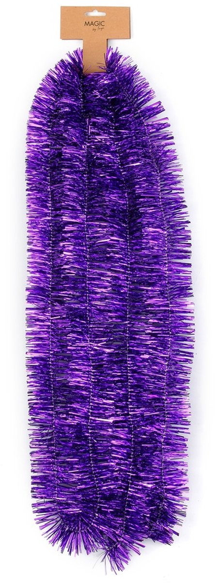 Inge Christmas Decor Kerstslinger - paars - folie - 270 x 7,5 cm - lametta - kerstboomslinger - kerstversiering