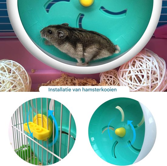 Stille Spinners Hamster Loopwiel, 13 cm Wasbaar Oefenwiel voor Kleine Hamsters, Baby Ratten en Gerbils