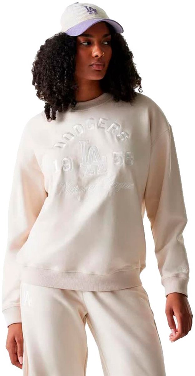 New Era Mlb Tonal Graphic Oversized Los Angeles Dodgers Sweatshirt Vrouw Beige